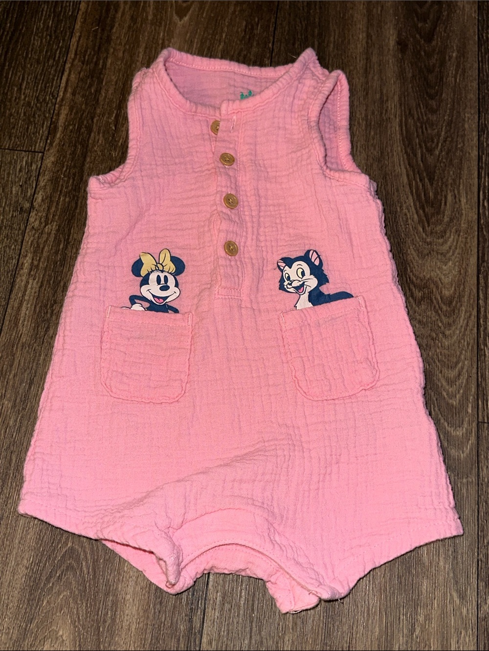 Disney Baby Pink Baby Romper with Minnie & Figaro Pockets